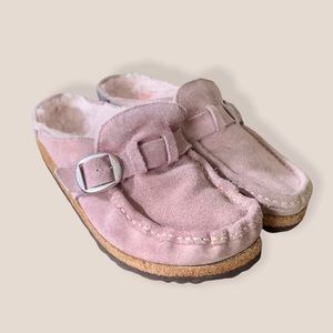 Birkenstock Buckley Shearling Clogs, Lavender Suede, Women's 7  (EU 38)